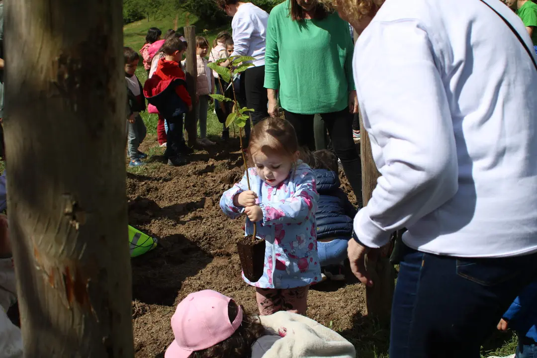 Los alumnos de la Escuela infantil Pe&ntilde;a Careses en plena faena