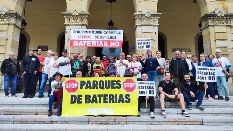 Una manifestaci&oacute;n contra los parques de bater&iacute;as en Villaviciosa