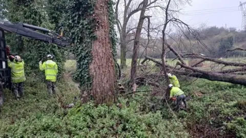 Operarios trabajando en el r&iacute;o Ferrera