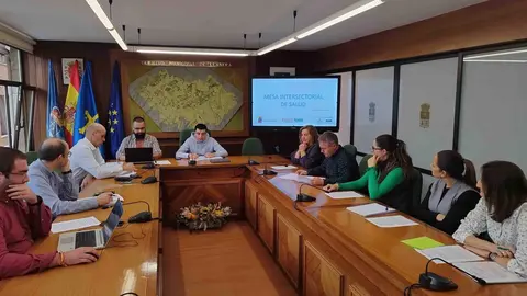 Un momento de la reuni&oacute;n de la Mesa Intersectorial de salud de Llanera