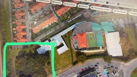 En el recuadro, la parcela donde se edificar&aacute; el nuevo edificio del Colegio P&uacute;blico de La Fresneda