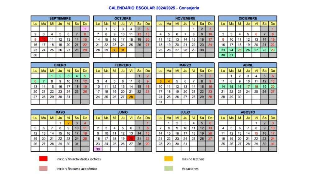 Calendario escolar 2024-2025
Consejería de Educación del Principado de Asturias