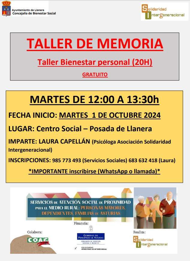 TALLER DE MEMORIA