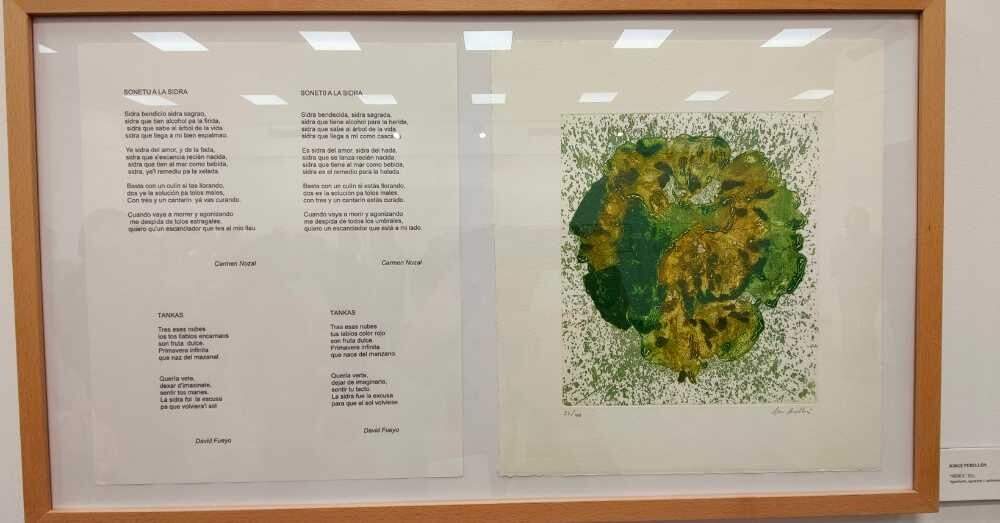 Obra del artista fallecido Jorge Perellón y poemas de Carmen Nozal y David Fueyo.