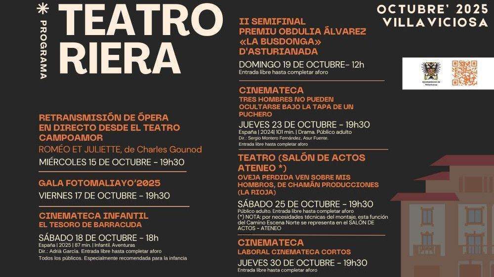 Programa del Teatro Riera hasta el 30 de octubre