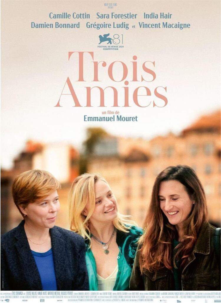 Carte de la película Tres Amigas de Emmanuel Mouret.