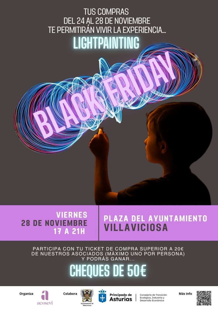 Cartel Black Friday 2025 en Villaviciosa, organizado por Acosevi