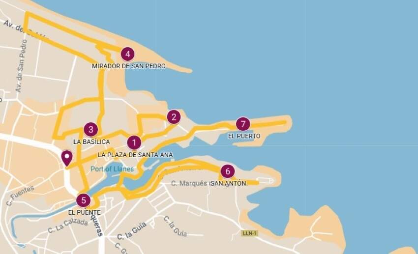 Ubicaciones de la Ruta Marinera de la Princesa Leonor de Austria.