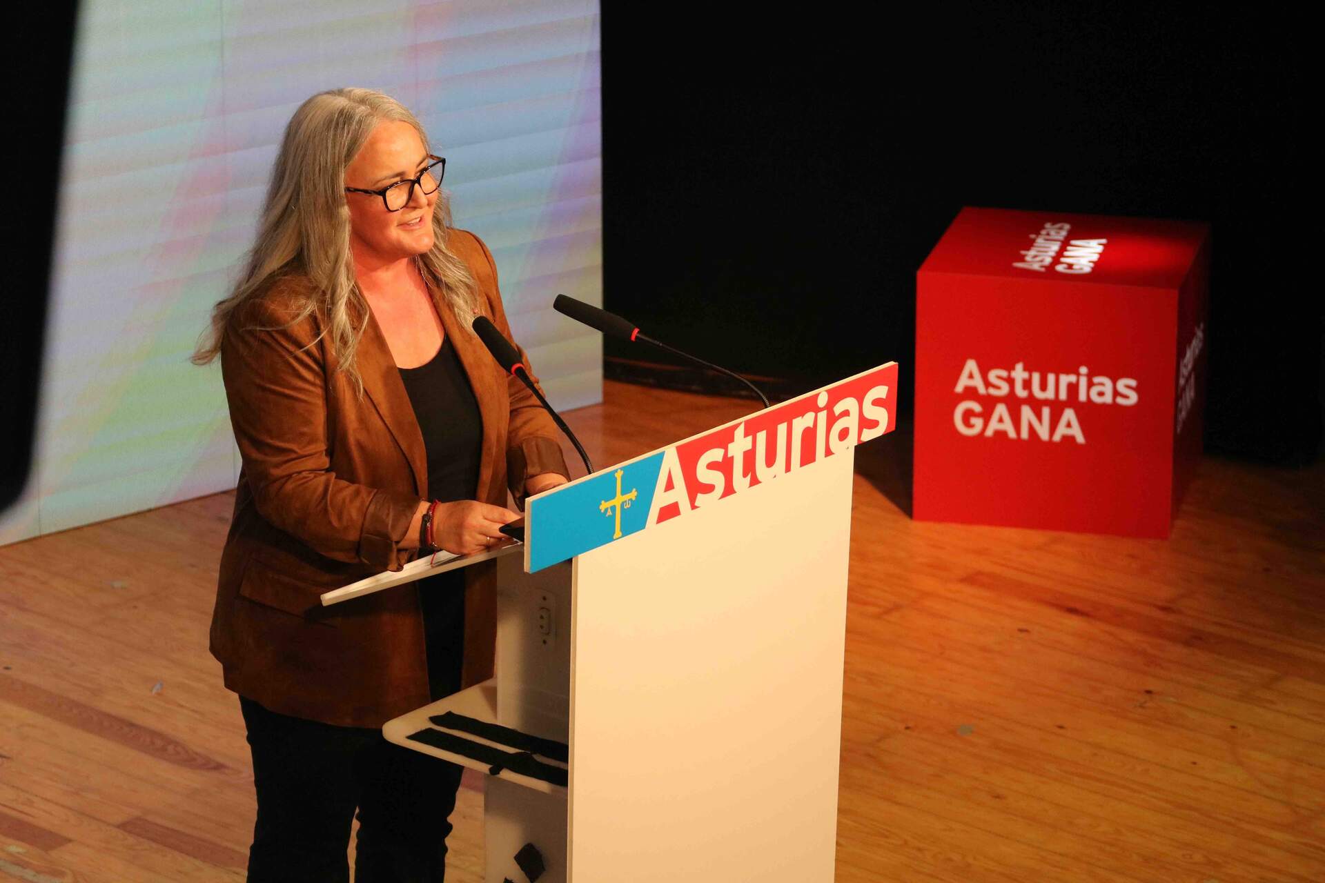 Eva María Pérez, en un momento de su discurso  ante los militantes