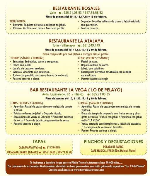 menus de las jornadas de la caza de pilo&ntilde;a